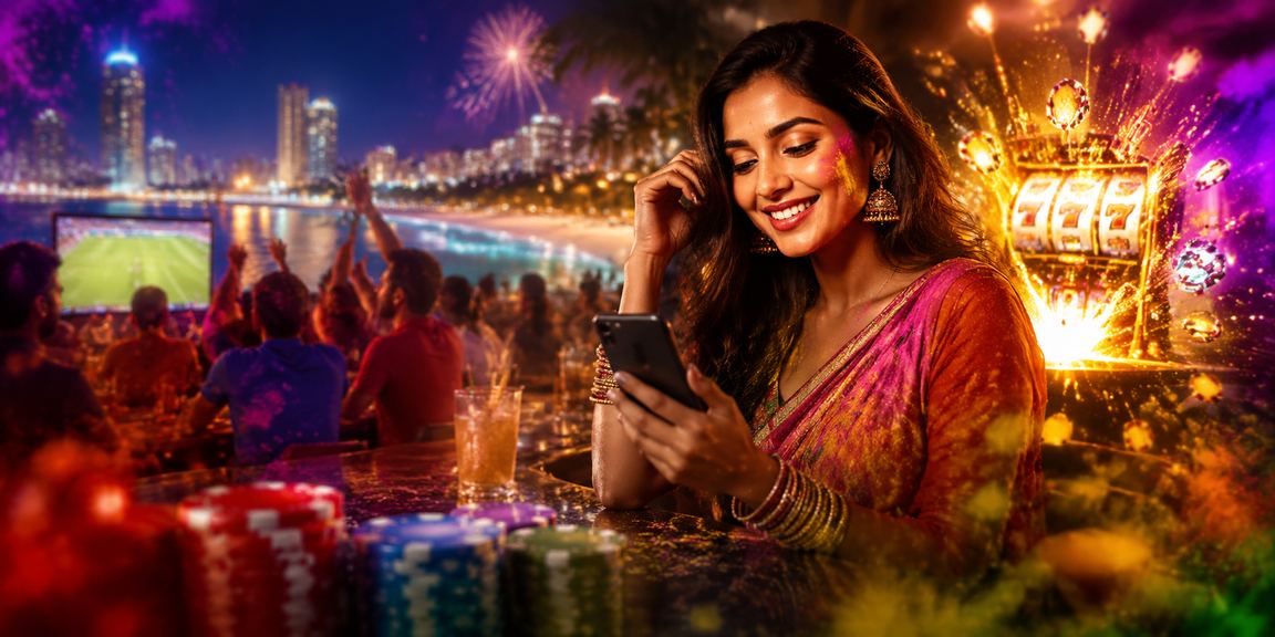 Festive Holi celebration with slot game enthusiasts